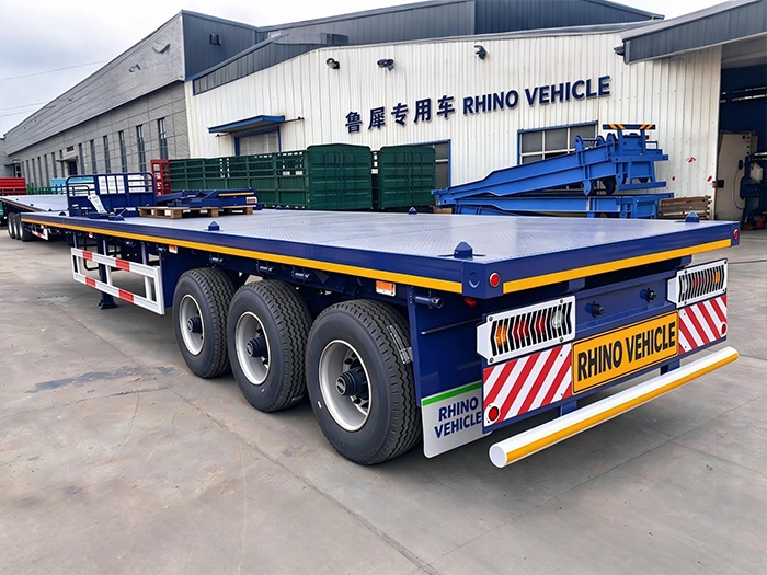 3 Axle Single Tire Flatbed Trailer - 图片 3